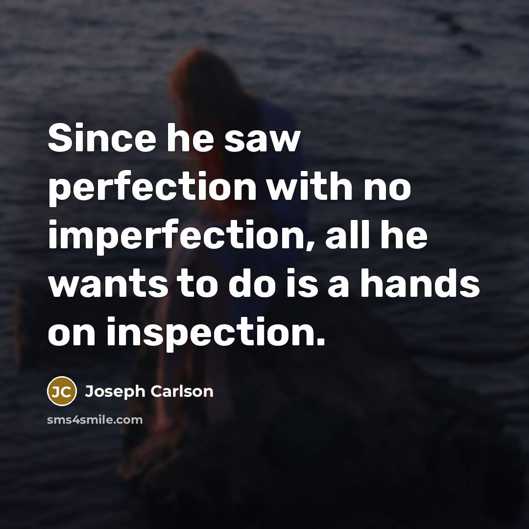 “Since he saw perfection with no imperfection, all he wants…” quote by Joseph Carlson