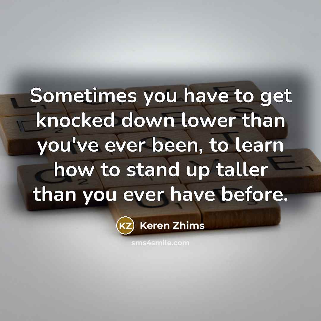 “Sometimes you have to get knocked down lower than you've…” quote by Keren Zhims