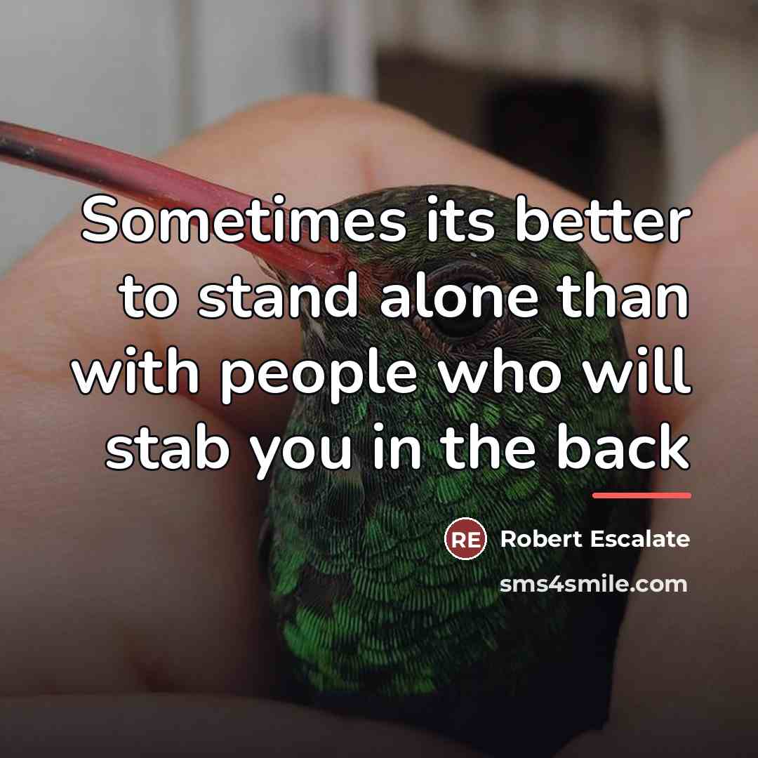 “Sometimes its better to stand alone than with people who…” quote by Robert Escalate