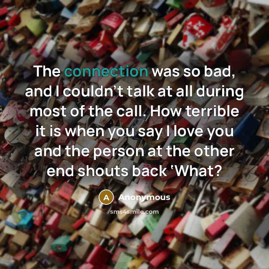 “The connection was so bad, and I couldn’t talk at…” quote by Anonymous