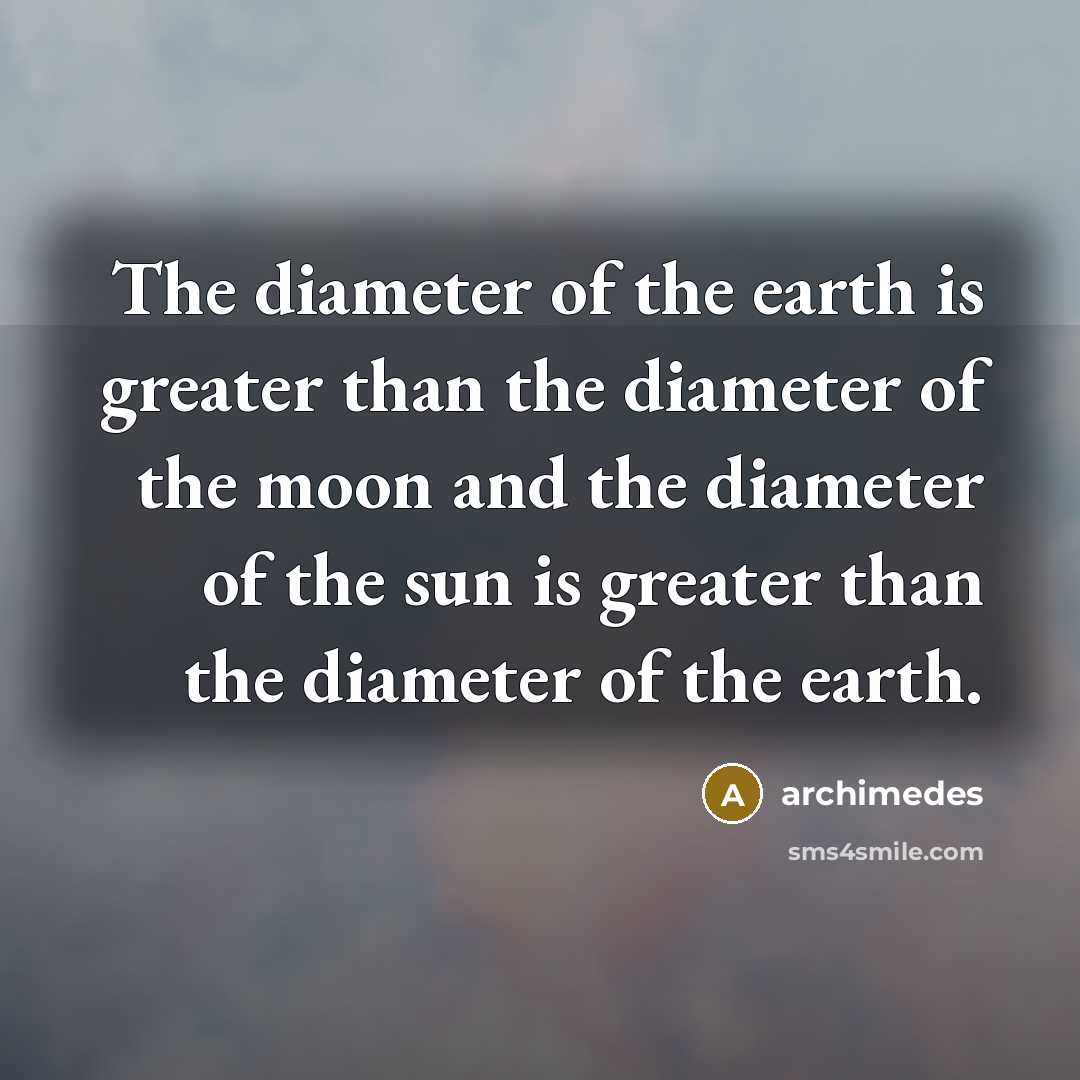 “The diameter of the earth is greater than the diameter…” quote by Archimedes
