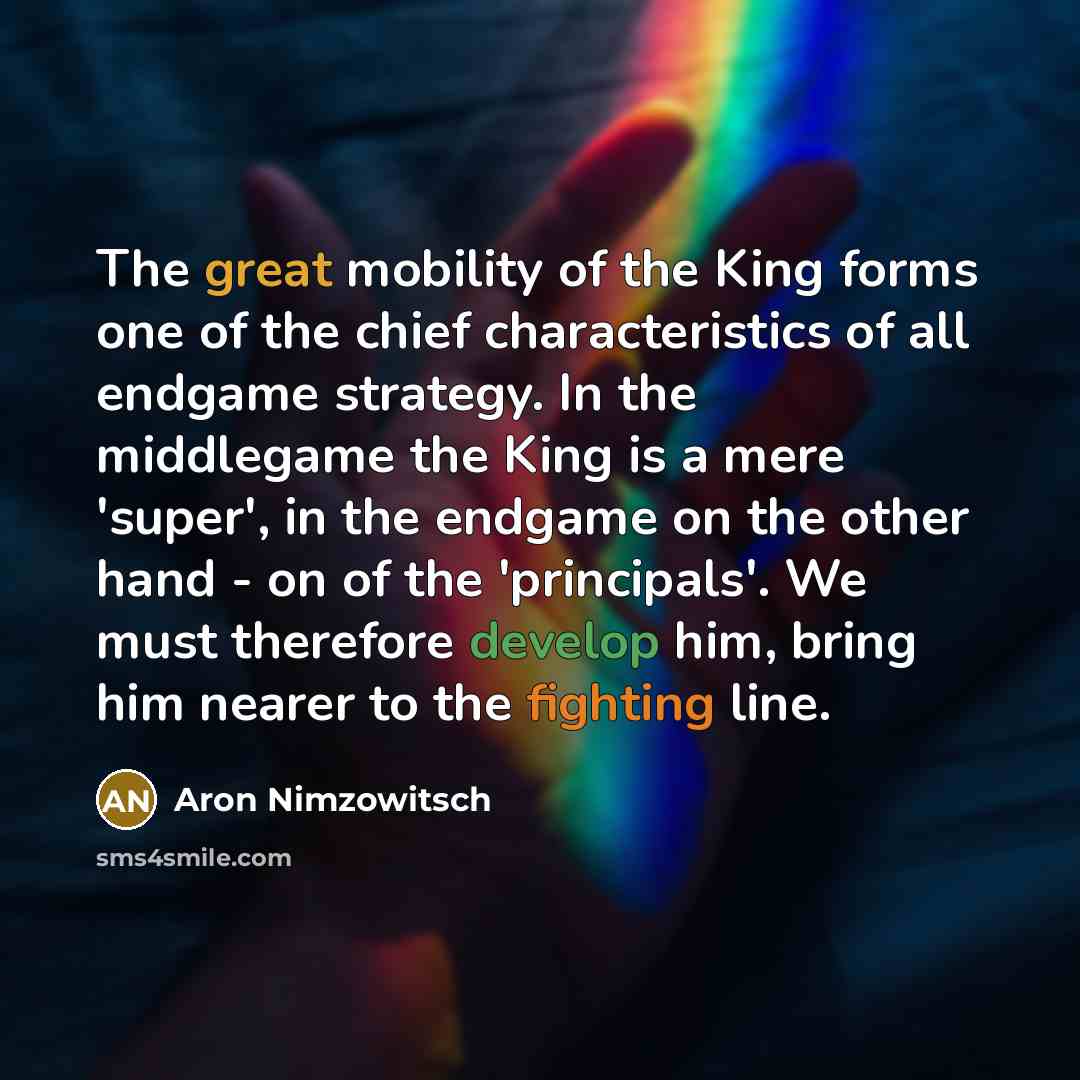 “The great mobility of the King forms one of the…” quote by Aron Nimzowitsch