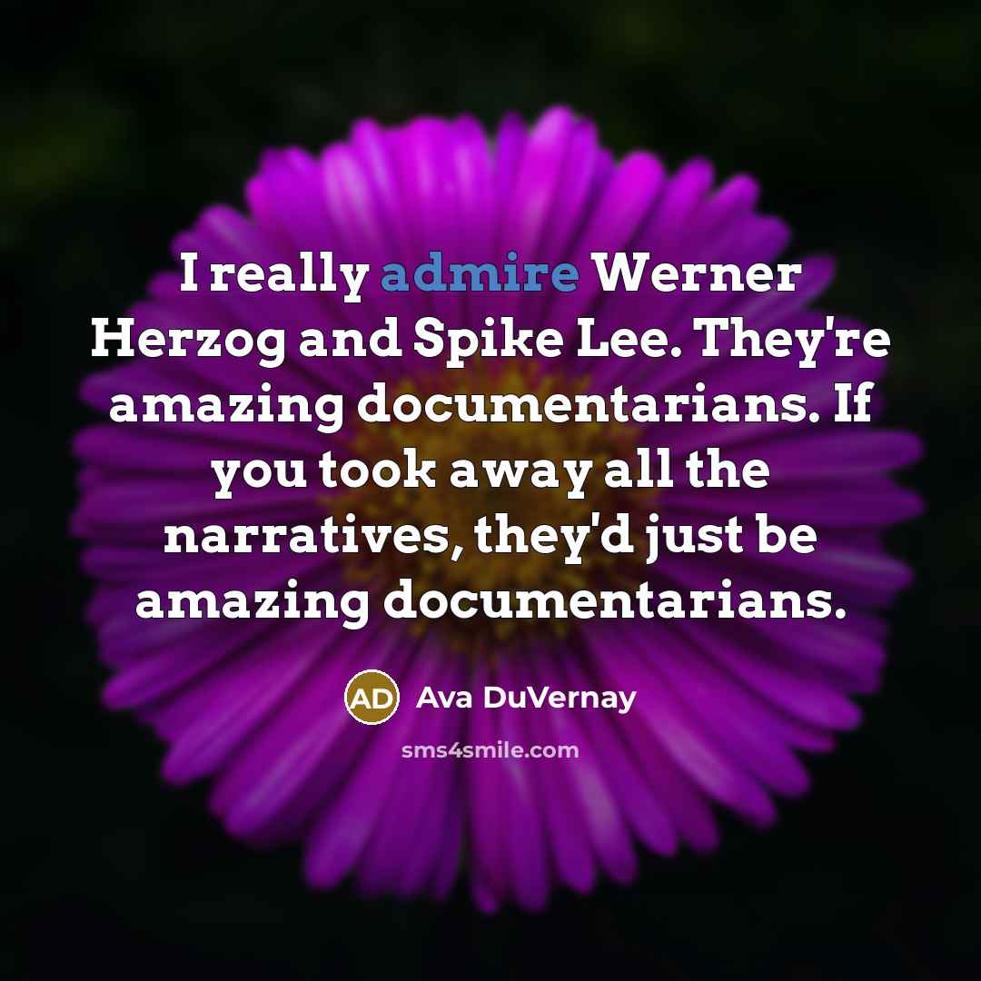 “I really admire Werner Herzog and Spike Lee. They're amazing…” quote by Ava DuVernay