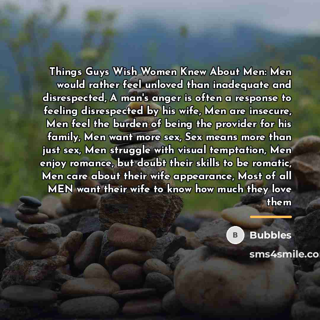 “Things Guys Wish Women Knew About Men: Men would rather…” quote by Bubbles