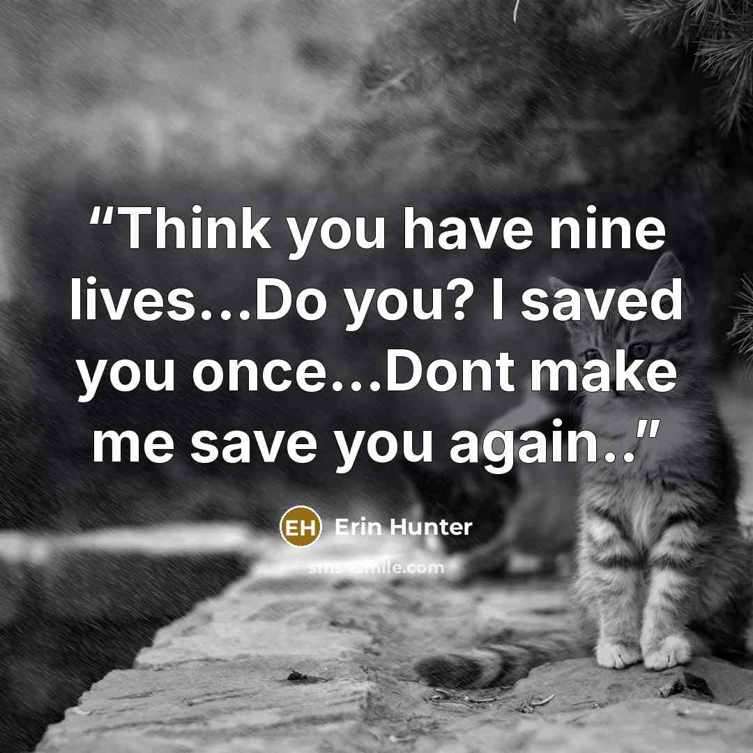 “Think you have nine lives...Do you? I saved you once...Dont make me save you again..” quote by Erin Hunter