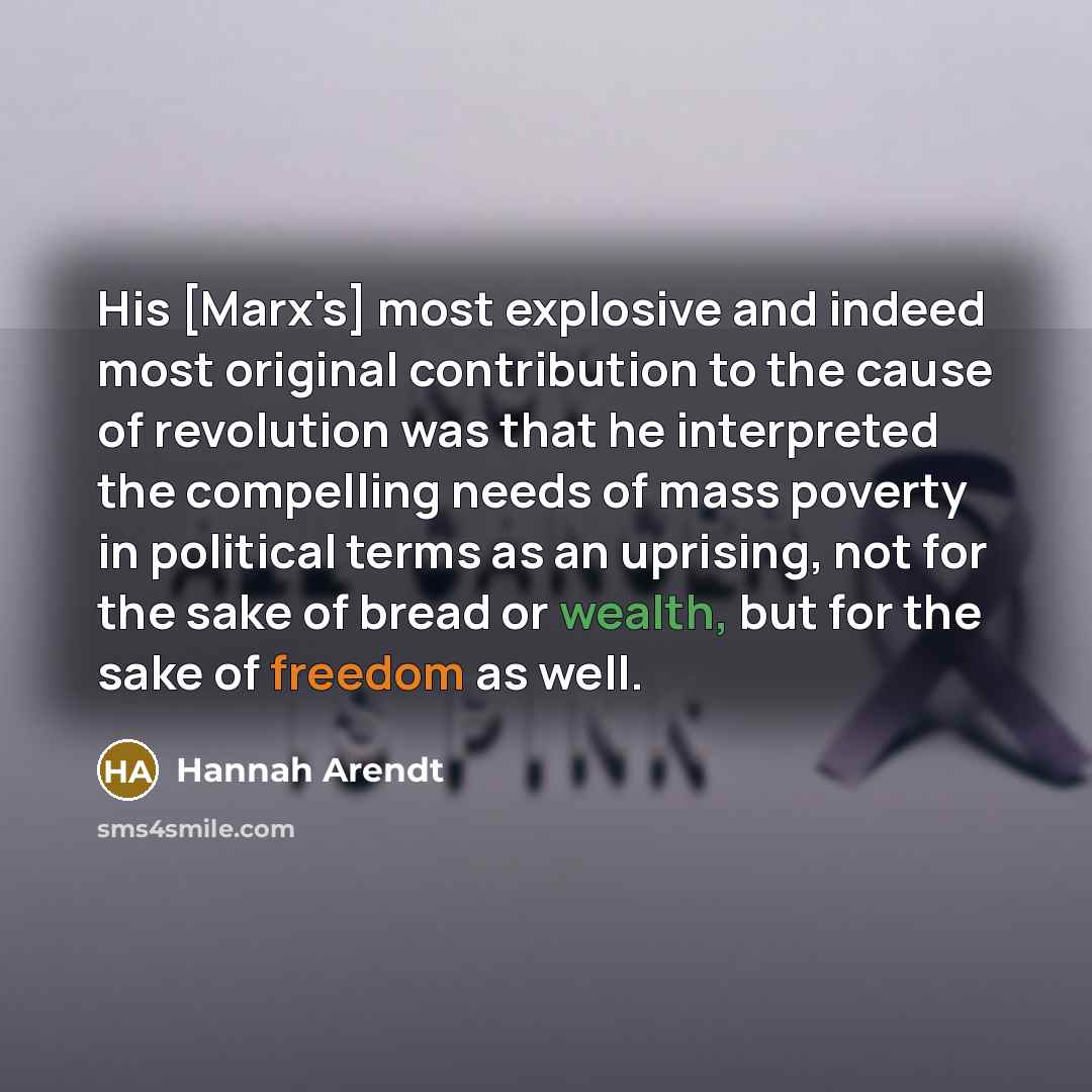 “His [Marx's] most explosive and indeed most original contribution to…” quote by Hannah Arendt