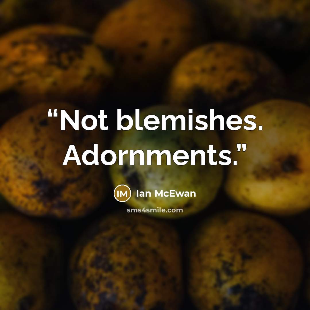 “Not blemishes. Adornments.” quote by Ian McEwan