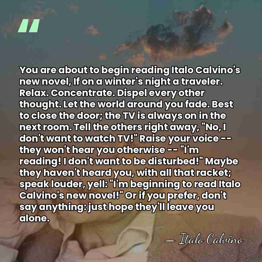 You are about to begin reading Italo Calvino's new novel, If on&hellip; - Italo Calvino