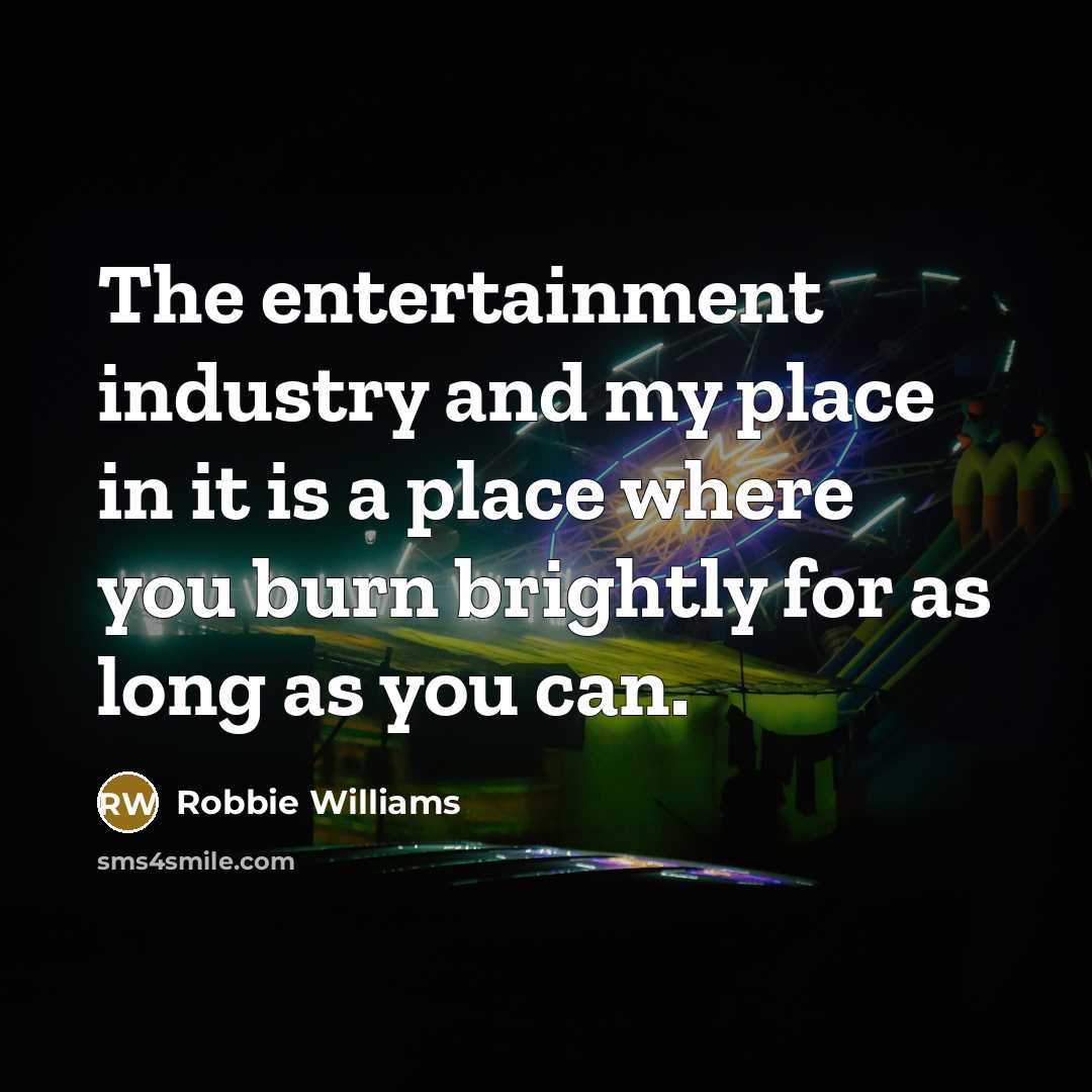 “The entertainment industry and my place in it is a…” quote by Robbie Williams