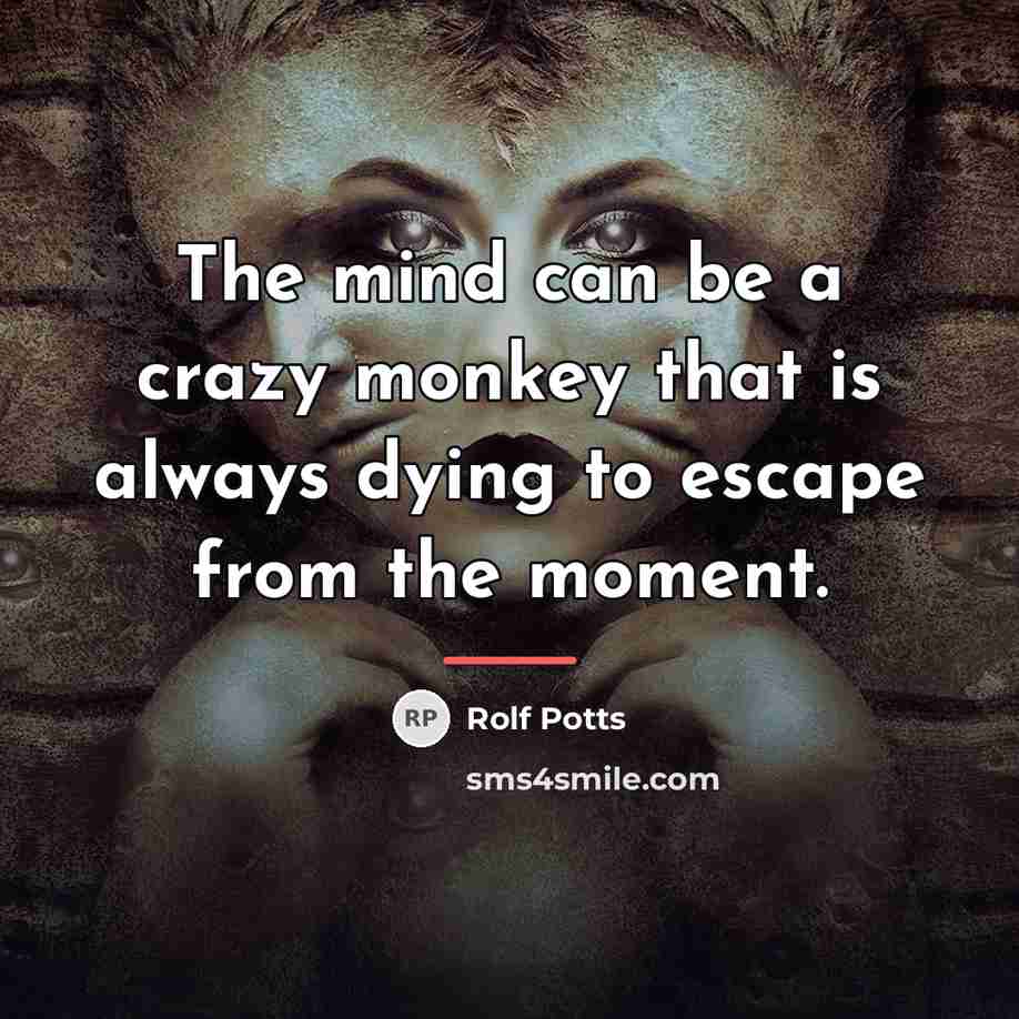 “The mind can be a crazy monkey that is always…” quote by Rolf Potts