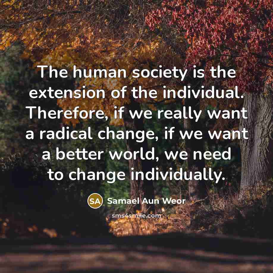 “The human society is the extension of the individual. Therefore,…” quote by Samael Aun Weor