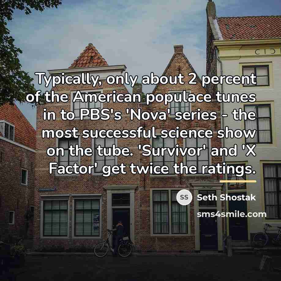 “Typically, only about 2 percent of the American populace tunes…” quote by Seth Shostak