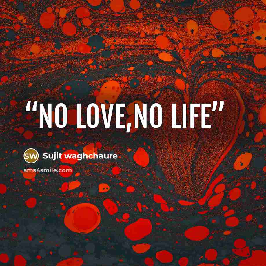 “No love,No life” quote by Sujit waghchaure
