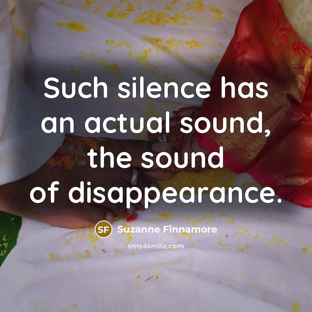 “Such silence has an actual sound, the sound of disappearance.…” quote by Suzanne Finnamore