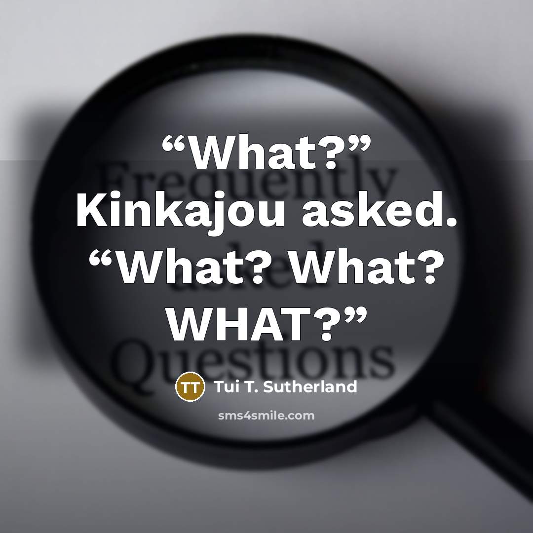 “What?” Kinkajou asked. “What? What? WHAT?” quote by Tui T. Sutherland