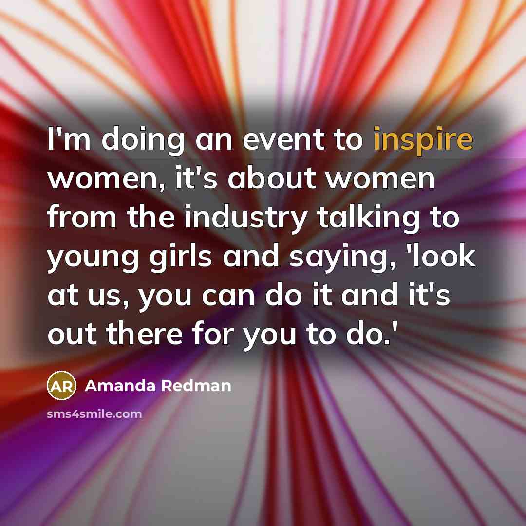 “I'm doing an event to inspire women, it's about women…” quote by Amanda Redman