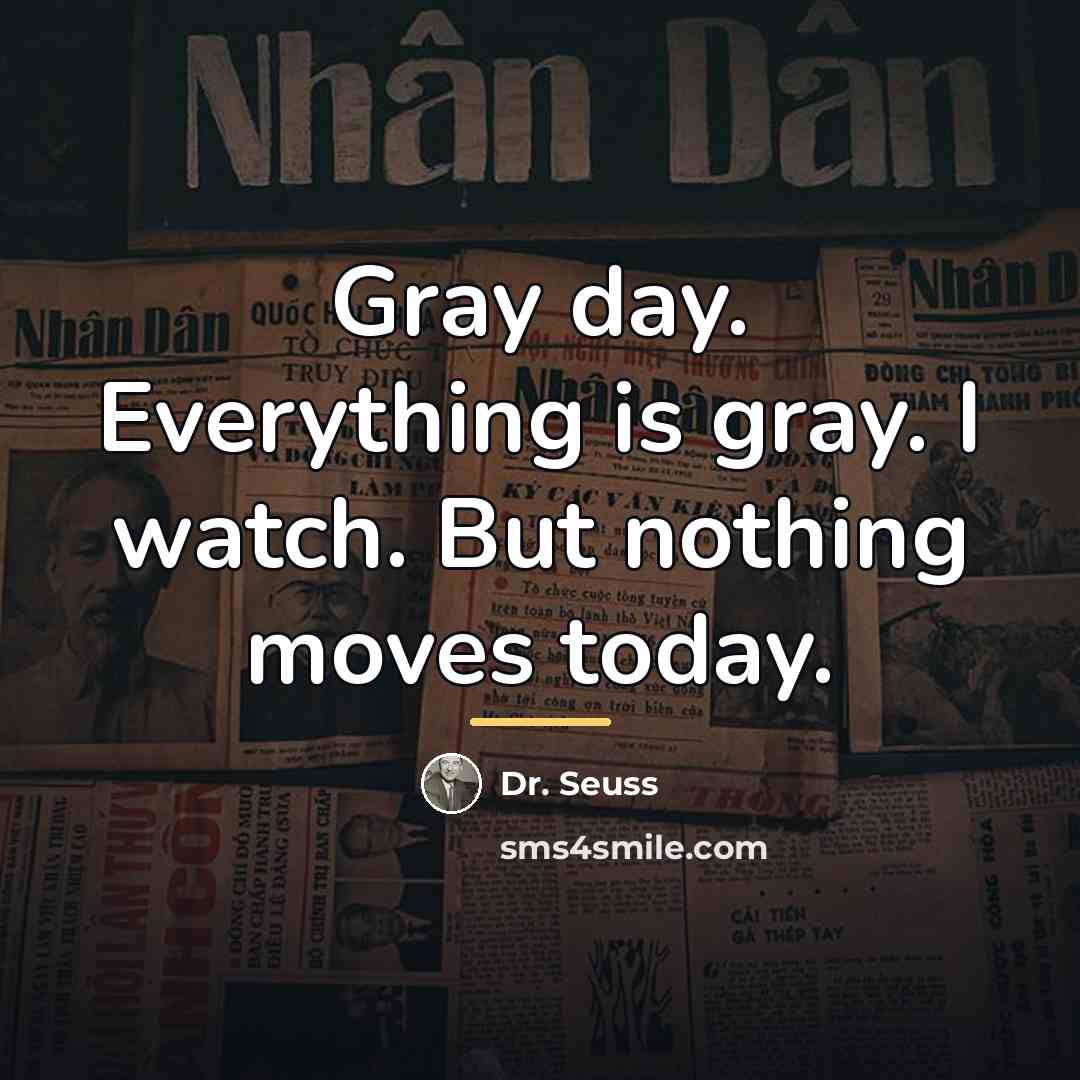 “Gray day. Everything is gray. I watch. But nothing moves…” quote by Dr. Seuss