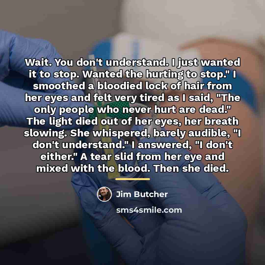 “Wait. You don't understand. I just wanted it to stop.…” quote by Jim Butcher