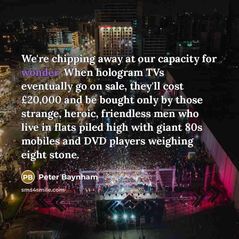 “We're chipping away at our capacity for wonder. When hologram…” quote by Peter Baynham