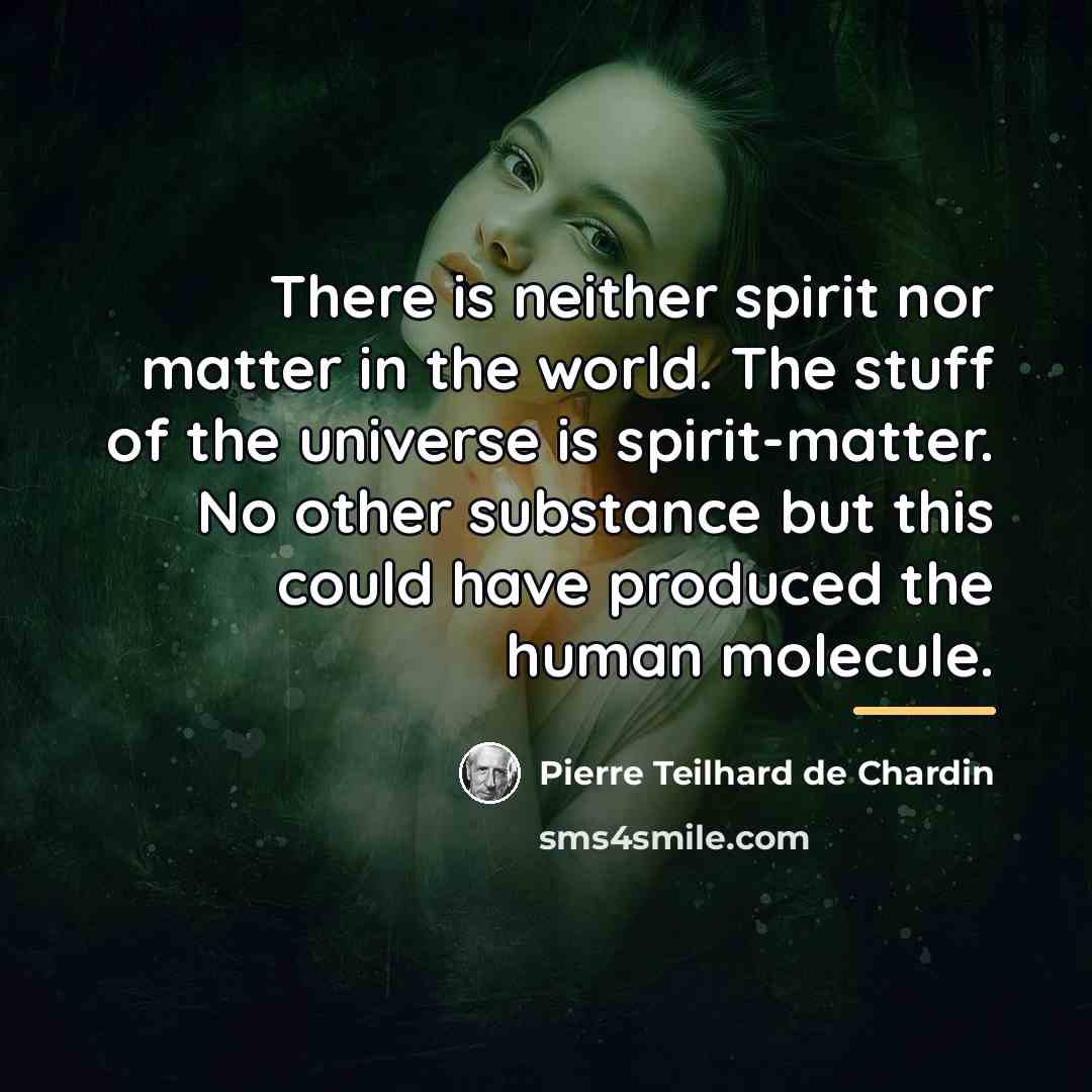“There is neither spirit nor matter in the world. The…” quote by Pierre Teilhard de Chardin