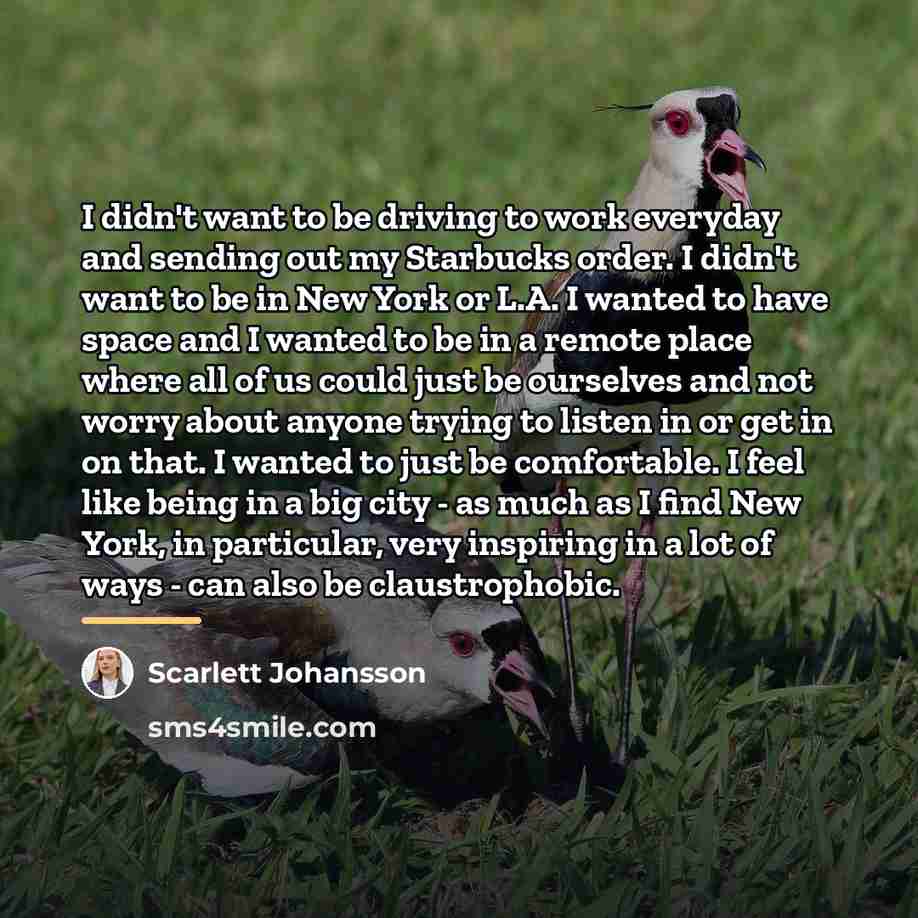 “I didn't want to be driving to work everyday and…” quote by Scarlett Johansson