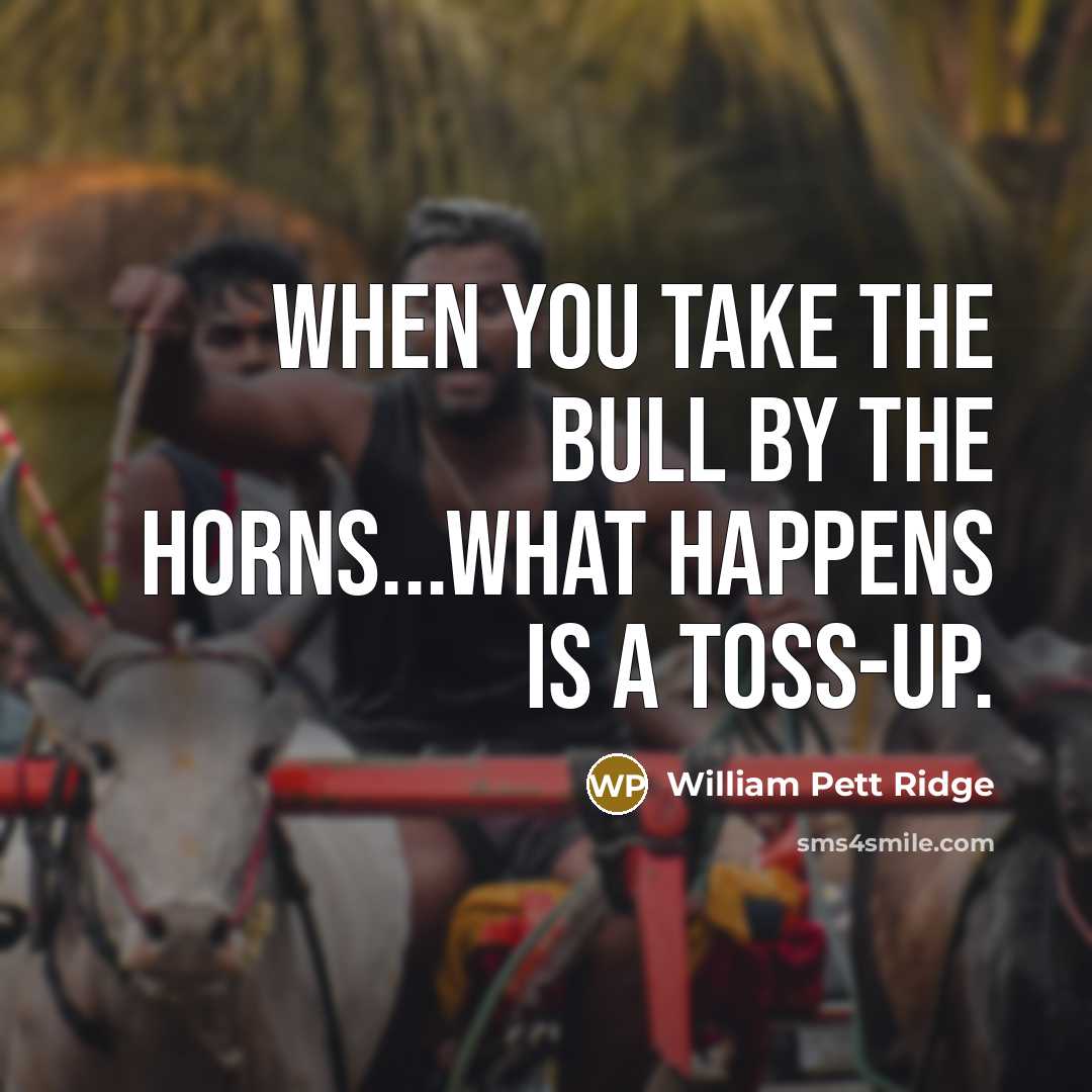 “When you take the bull by the horns...what happens is a toss-up.” quote by William Pett Ridge