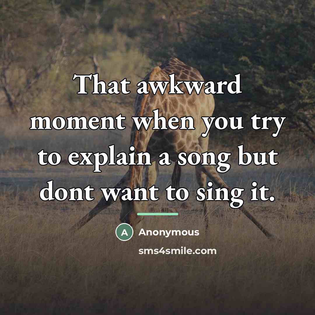 “That awkward moment when you try to explain a song…” quote by Anonymous