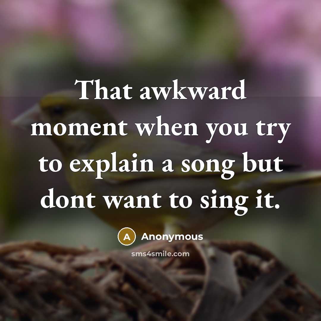 “That awkward moment when you try to explain a song but dont want to sing it.” quote by Anonymous