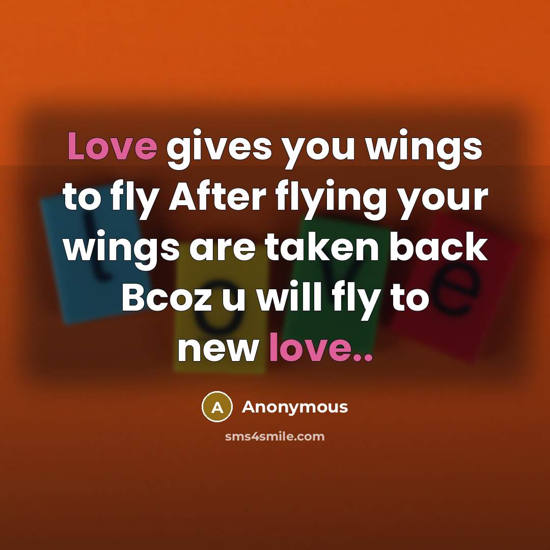 “Love gives you wings to fly After flying your wings…” quote by Anonymous