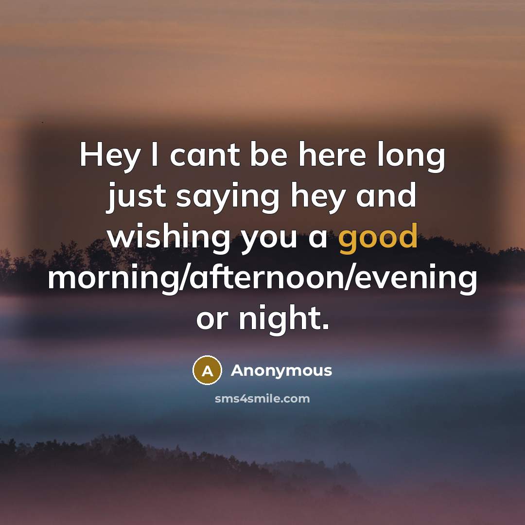 “Hey I cant be here long just saying hey and…” quote by Anonymous