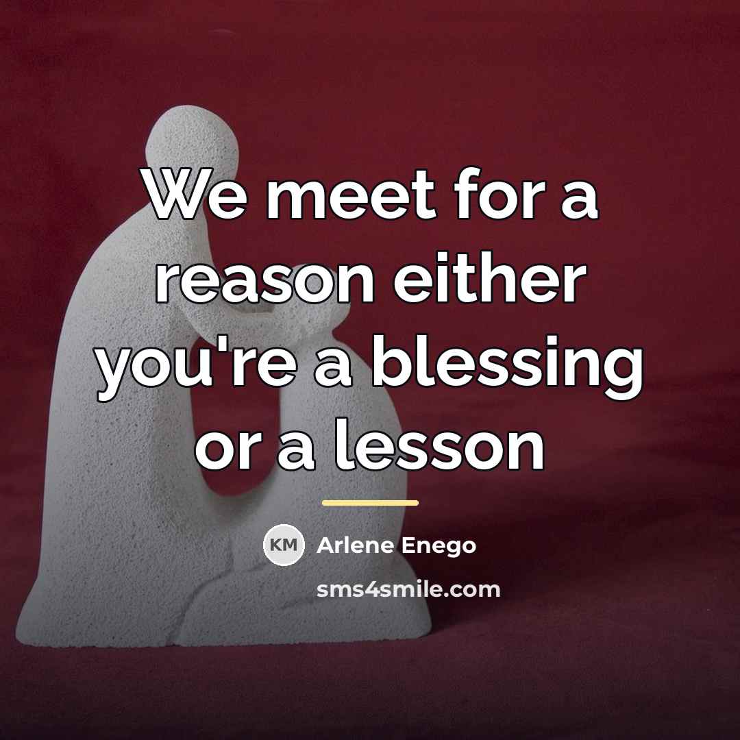 “We meet for a reason either you're a blessing or…” quote by Arlene Enego