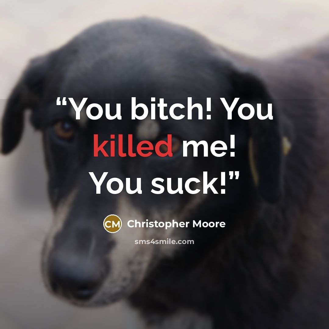 “You bitch! You killed me! You suck!” quote by Christopher Moore