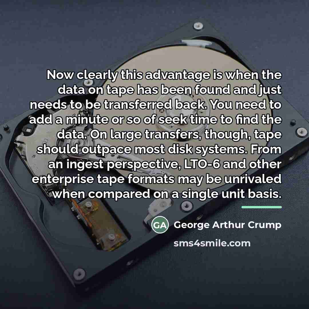 “Now clearly this advantage is when the data on tape…” quote by George Arthur Crump