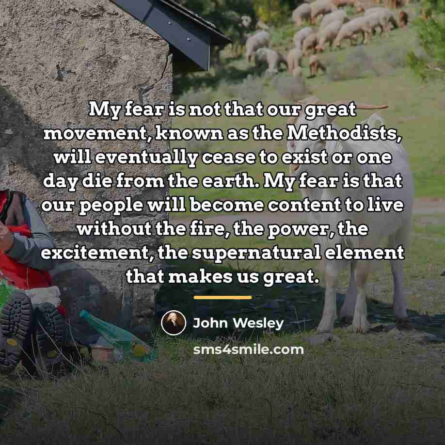 “My fear is not that our great movement, known as…” quote by John Wesley