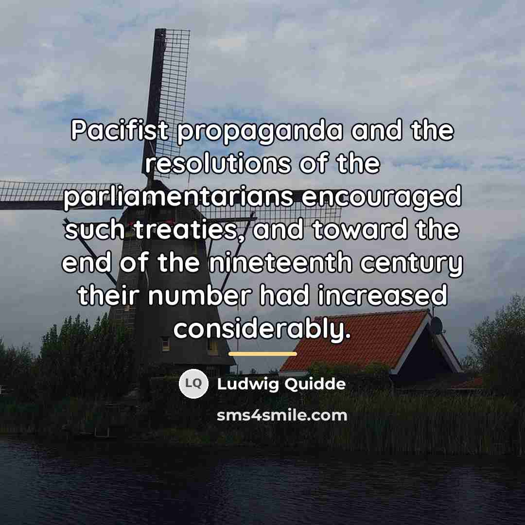“Pacifist propaganda and the resolutions of the parliamentarians encouraged such…” quote by Ludwig Quidde