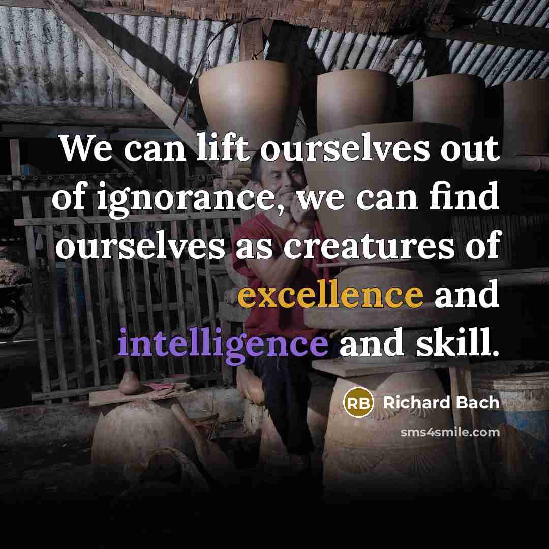 “We can lift ourselves out of ignorance, we can find…” quote by Richard Bach