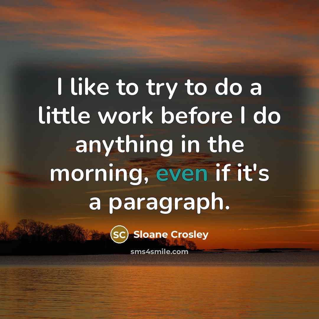“I like to try to do a little work before…” quote by Sloane Crosley