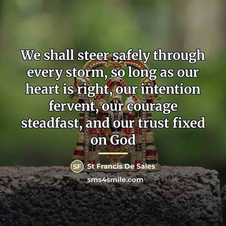 “We shall steer safely through every storm, so long as…” quote by St Francis De Sales