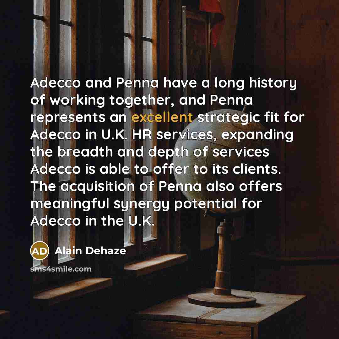 “Adecco and Penna have a long history of working together,…” quote by Alain Dehaze