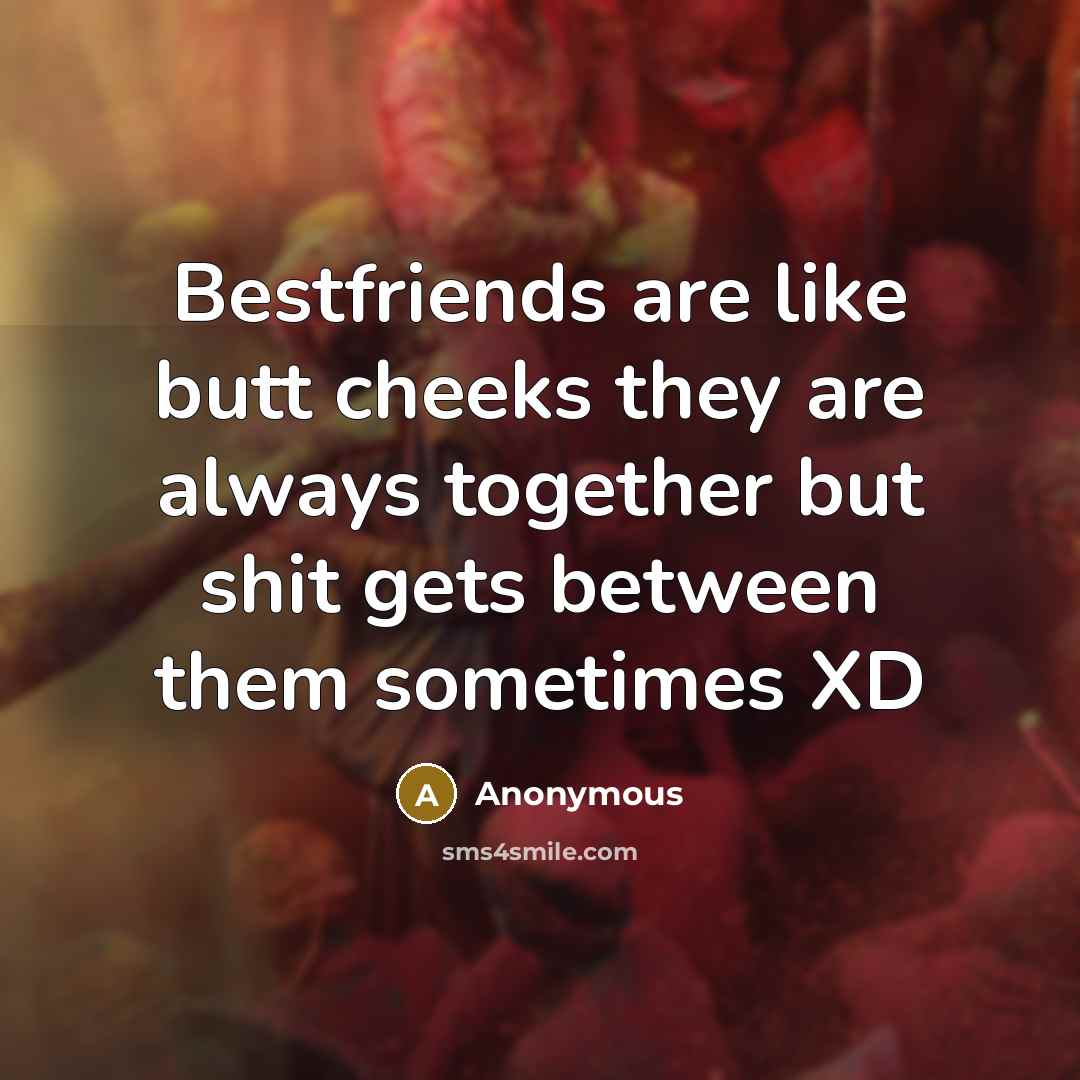 “Bestfriends are like butt cheeks they are always together but shit gets between them sometimes XD” quote by Anonymous