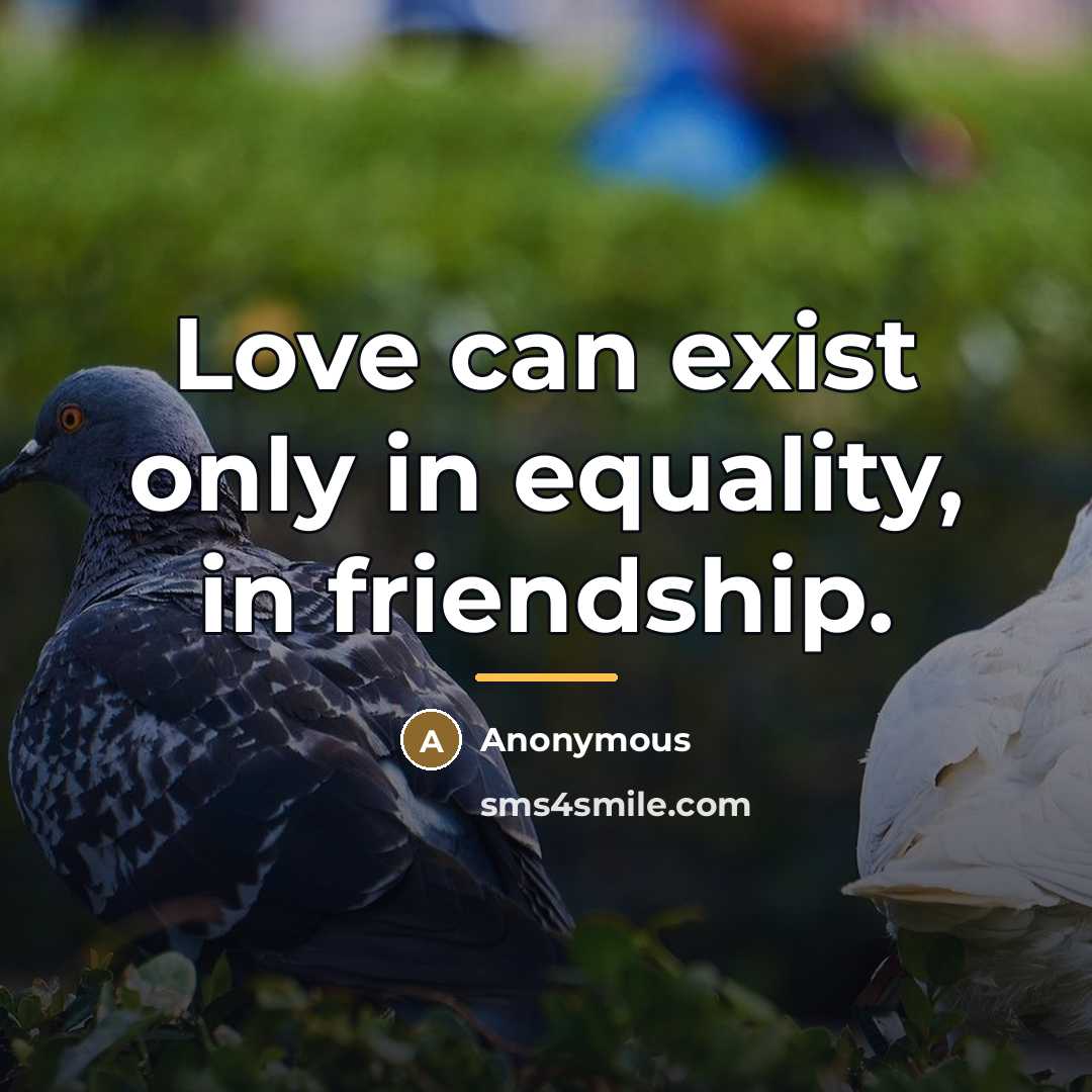 “Love can exist only in equality, in friendship.…” quote by Anonymous