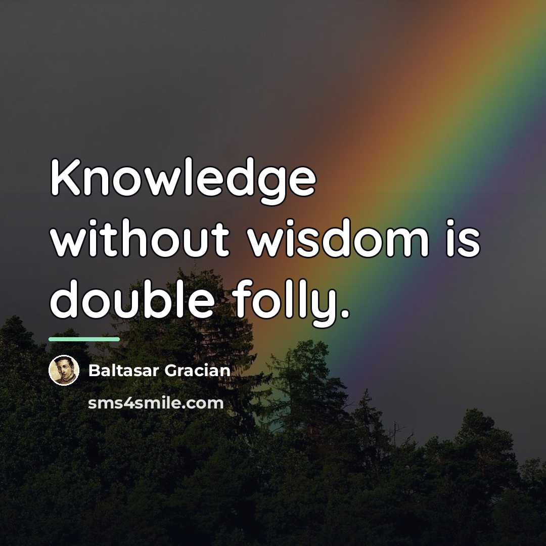 “Knowledge without wisdom is double folly.…” quote by Baltasar Gracian