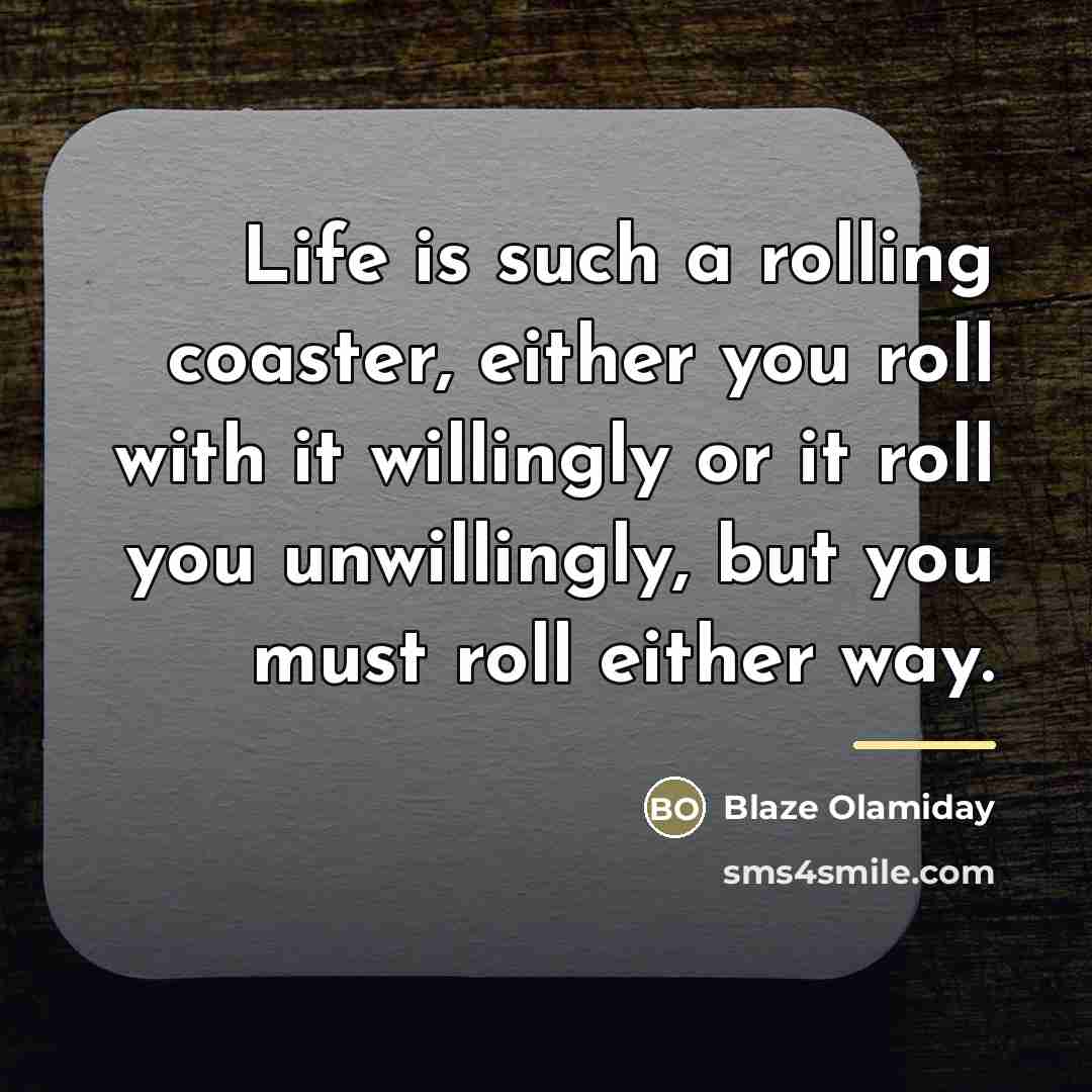 “Life is such a rolling coaster, either you roll with…” quote by Blaze Olamiday