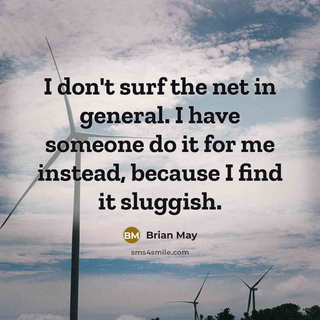 “I don't surf the net in general. I have someone…” quote by Brian May