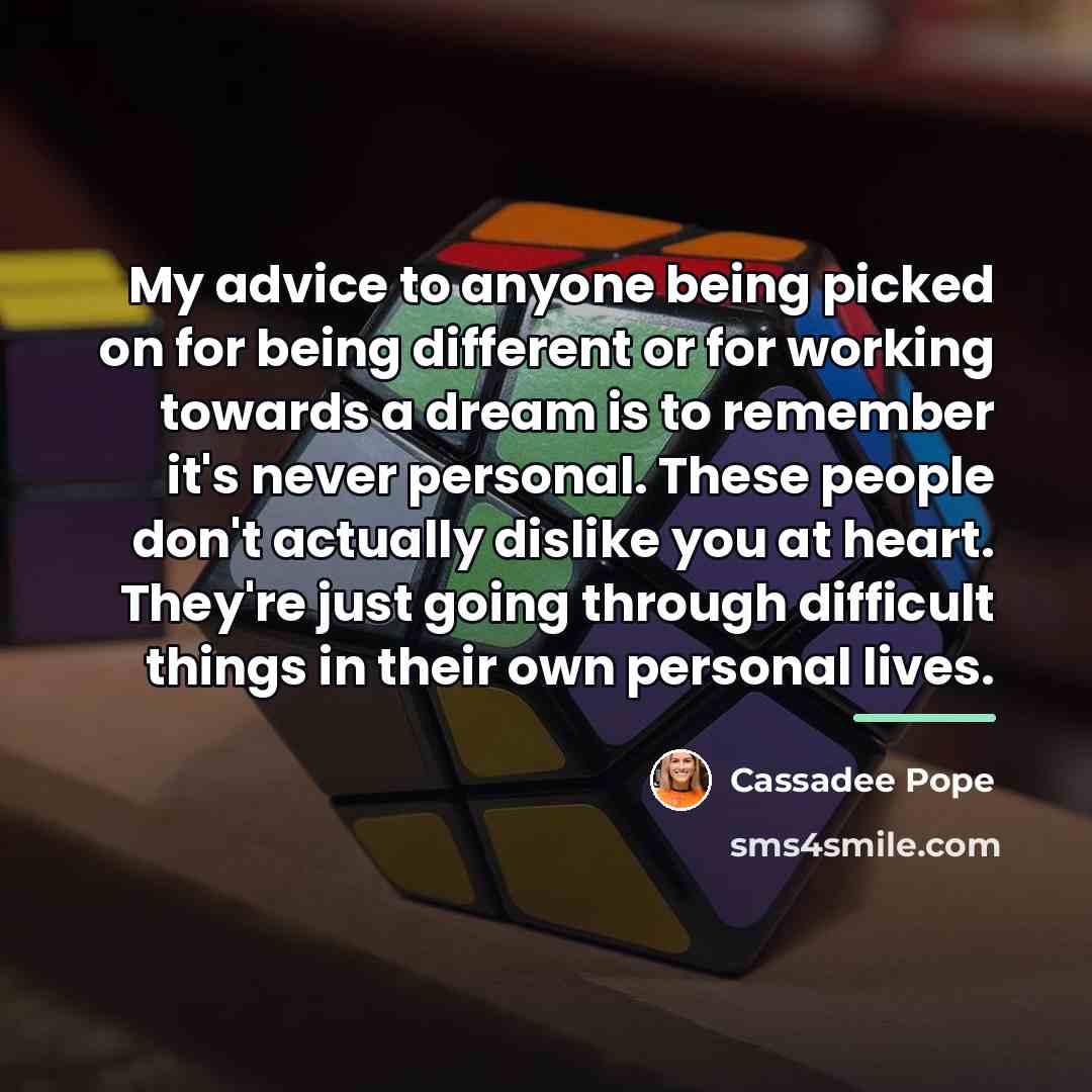 “My advice to anyone being picked on for being different…” quote by Cassadee Pope