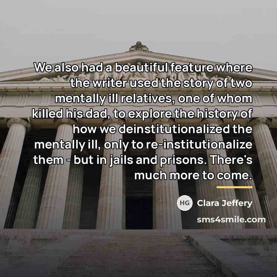 “We also had a beautiful feature where the writer used…” quote by Clara Jeffery