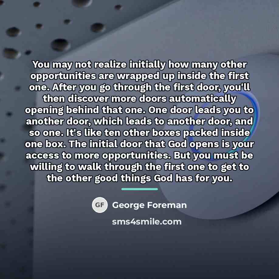 “You may not realize initially how many other opportunities are…” quote by George Foreman