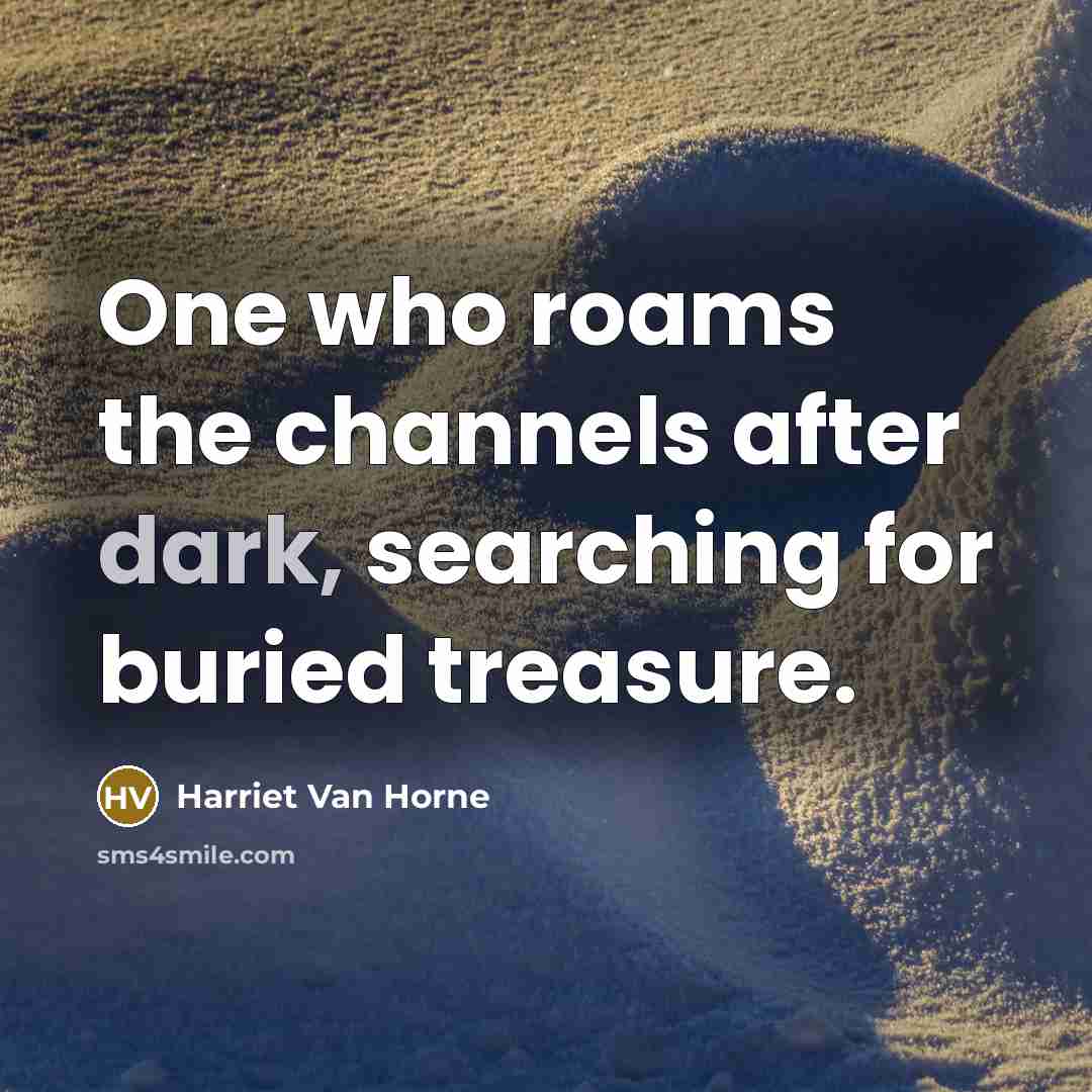 “One who roams the channels after dark, searching for buried…” quote by Harriet Van Horne