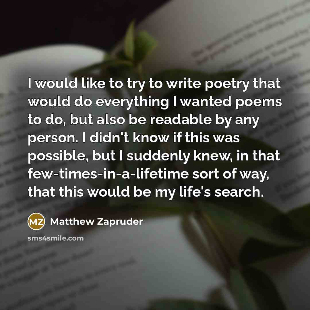 “I would like to try to write poetry that would…” quote by Matthew Zapruder