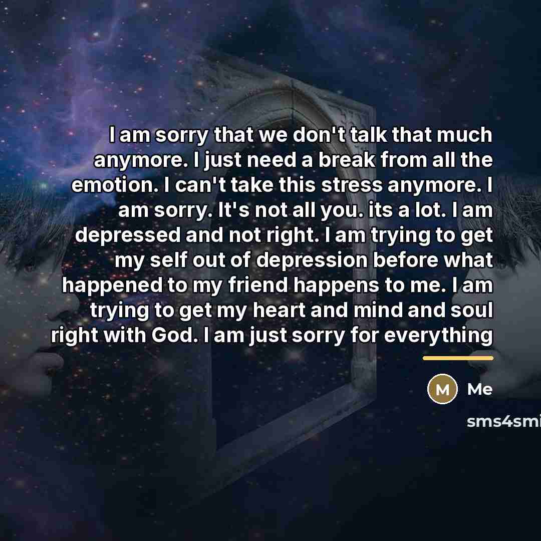 “I am sorry that we don't talk that much anymore.…” quote by Me
